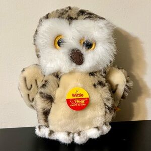 Steiff German Wittie Standing Stuffed Animal Owl - White Cream Brown -New - 7 in